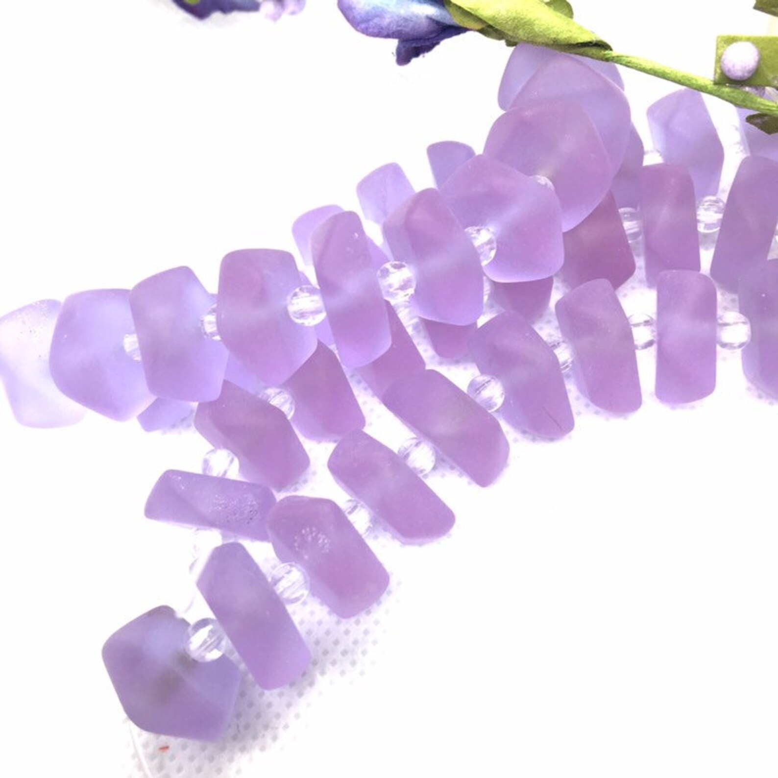 Sea Glass Bead Color Changing Periwinkle Freeform Button Etsy