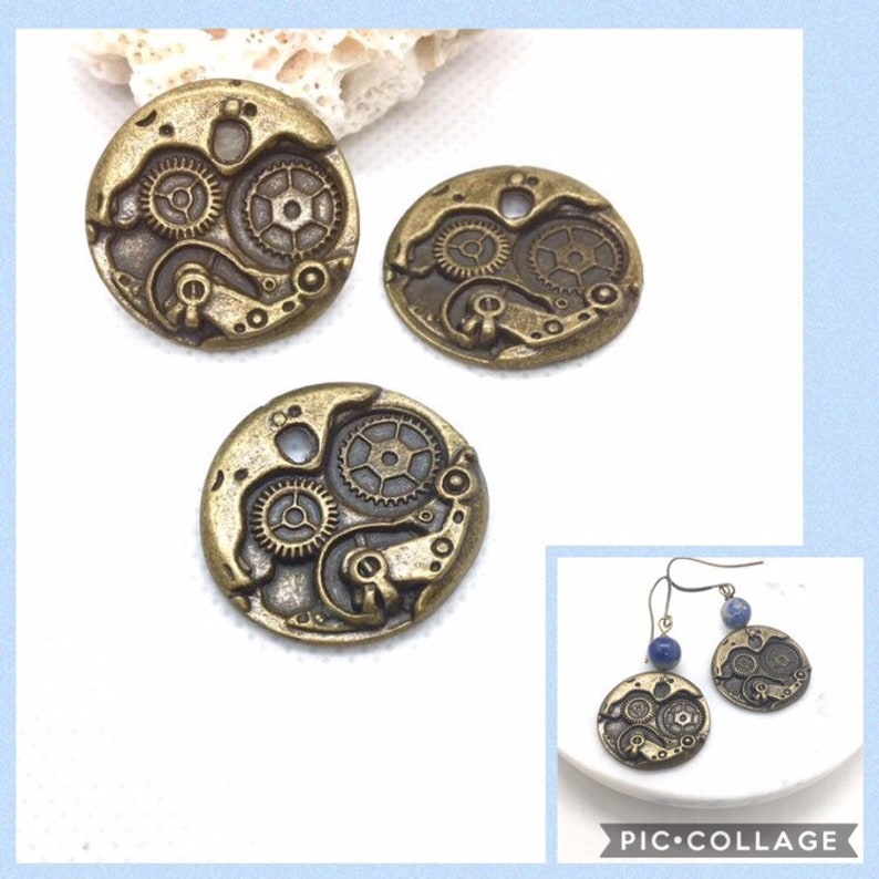 Gear Charm//Pendant Tibetan Steampunk Antique Bronze 25mm 8 Charms DIY Jewellery