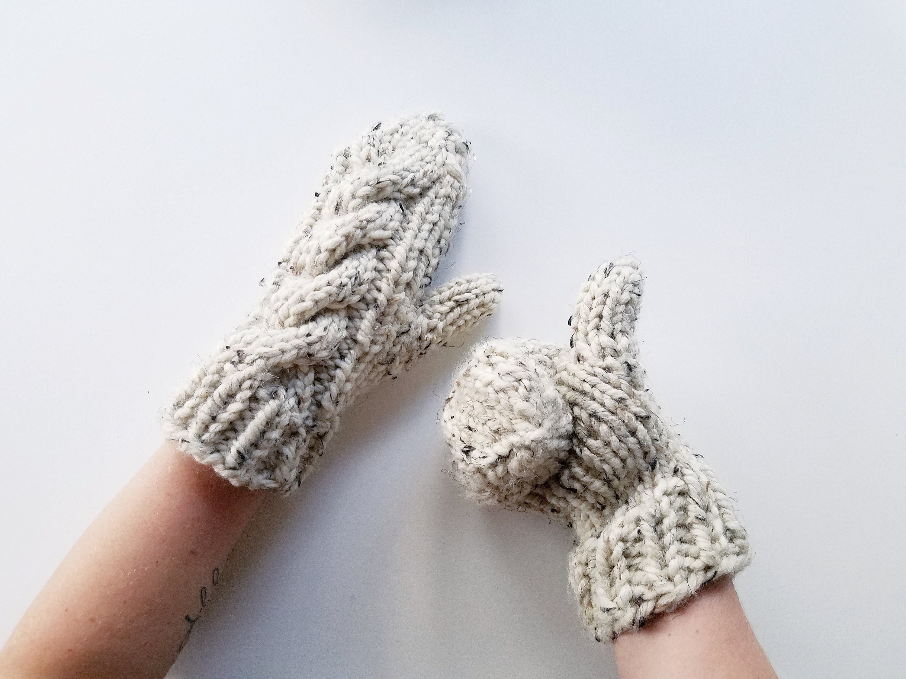 Alfalfa Cable Knit Mittens Pattern Chunky Knit Wool Gloves for ...