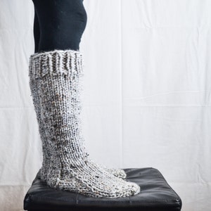 Chunky knit knee high house wool socks in marble//grey tweed MADE to ORDER custom color available image 2