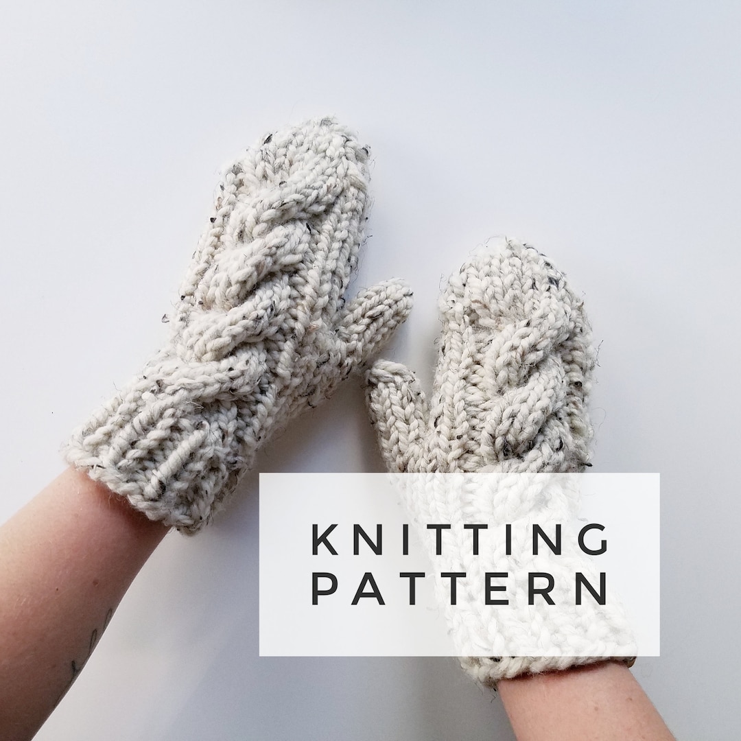 Alfalfa Cable Knit Mittens Pattern Chunky Knit Wool Gloves for