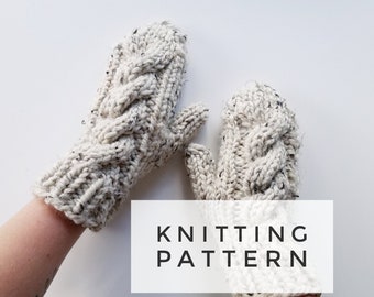 Alfalfa cable knit mittens pattern chunky knit wool gloves for beginner+ knitters