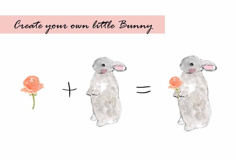 CLIP ART Watercolor Cute Bunny Set. 18 Images. Digital Download. Rabbit ...