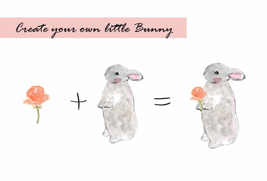 CLIP ART Watercolor Cute Bunny Set. 18 Images. Digital Download. Rabbit ...