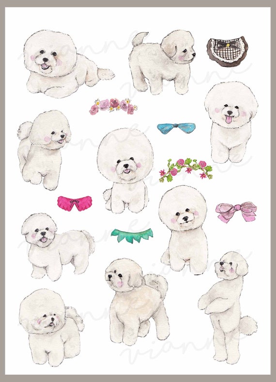 2 Piece Bichon Puppy PJ Set - Watercolor 2 Piece Bichon Puppy PJ Set - Watercolor