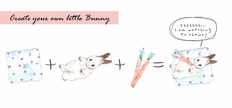 Watercolor Bunny Clipart Set – 18 Cute Rabbit Images (digital Download ...
