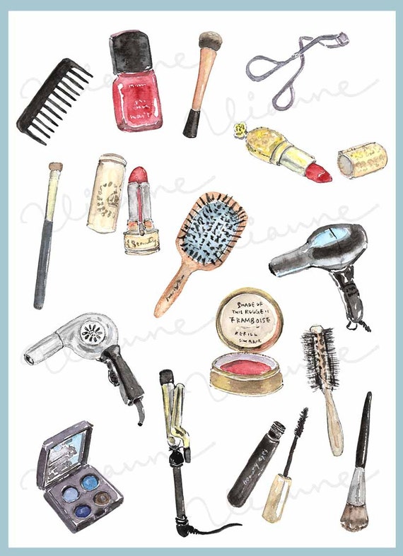 CLIP ART- Watercolor Vintage Cosmetics 16 Digital