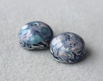 artisan ceramic cup beads, pottery  components for jewelry