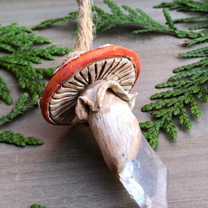 Handmade Quartz Crystal Amanita Muscaria Fly Agaric Mushroom Ornament. image 2