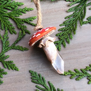 Handmade Quartz Crystal Amanita Muscaria Fly Agaric Mushroom Ornament. image 5