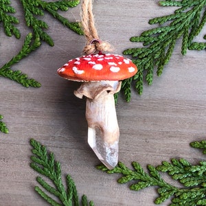 Handmade Quartz Crystal Amanita Muscaria Fly Agaric Mushroom Ornament. image 1