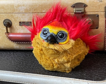 Poupée Phoenix Art fantastique fait main rouge et or