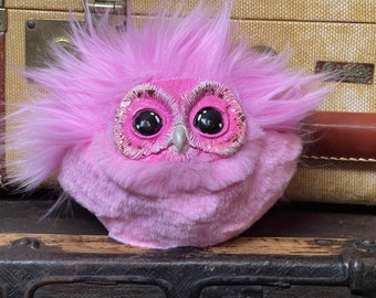 Pink Pygmy Owl Puff Handmade Art doll