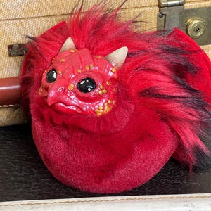 Red HandMade Dragon Puff #2 Plush Art Doll
