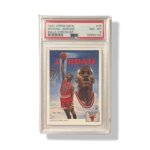 Liste de contrôle des taureaux 75 taureaux du pont supérieur 1991 Michael Jordan PSA 8 Nm-MT HOF
