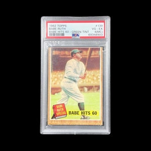 Originele 1962 Topps Babe Ruth Hits 60 #139 groene tintvariatie PSA 4 (MC) Vg-EX- Zeldzaam