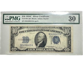 1934年 5ドル紙幣 大型ブルーシール 銀券 入手困難 5ドル紙幣 約100年
