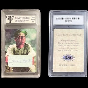 Mickey mantle ACEO Art Custom Cut Facsimile Autograph Limited Edition Print Hologram #2/5 Gem Mint 10
