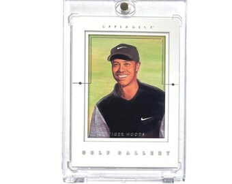 Tarjeta de novato de la galería de golf Tiger Woods de Upper Deck 2001, RC #GG4, nueva, rara, con estuche