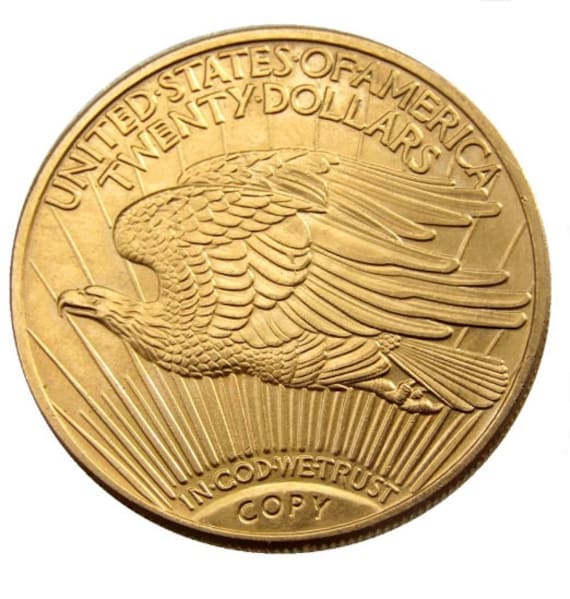 Replica 1933 20 Dollar Saint Gaudens 24k Gold Clad Unc Etsy