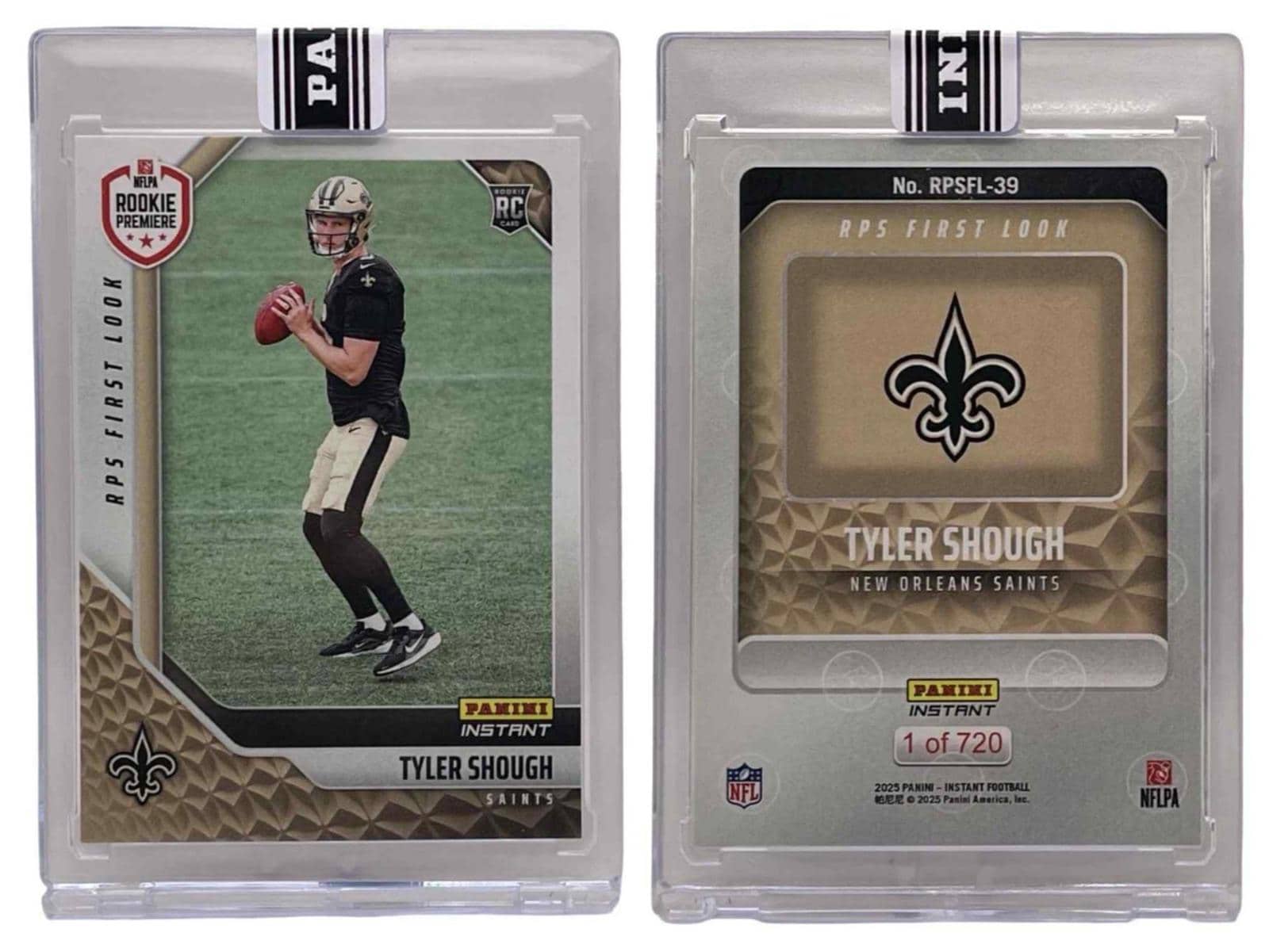 2025 Panini Instant # RPSFL-39 Tyler Shough /720 Saints Rookie