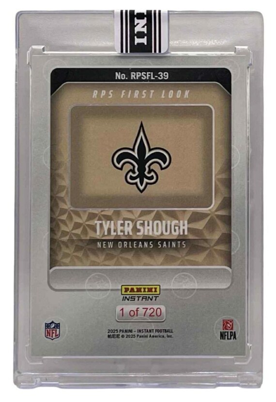 2025 Panini Instant # RPSFL-39 Tyler Shough /720 Saints Rookie
