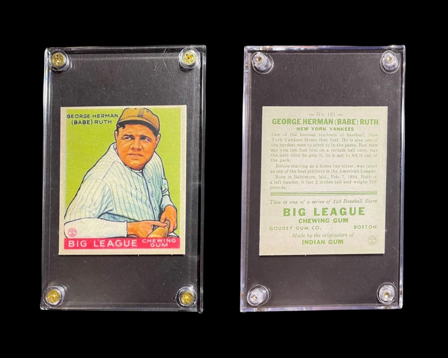 1933年 Goudey ベーブ・ルース #181 HOF スクリューホルダー入り 復刻