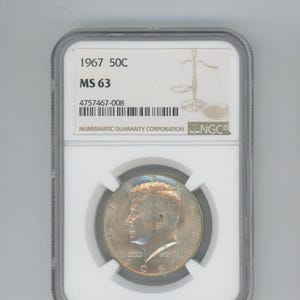 1967 Kennedy Silver Half Dollar NGC MS63- Rare