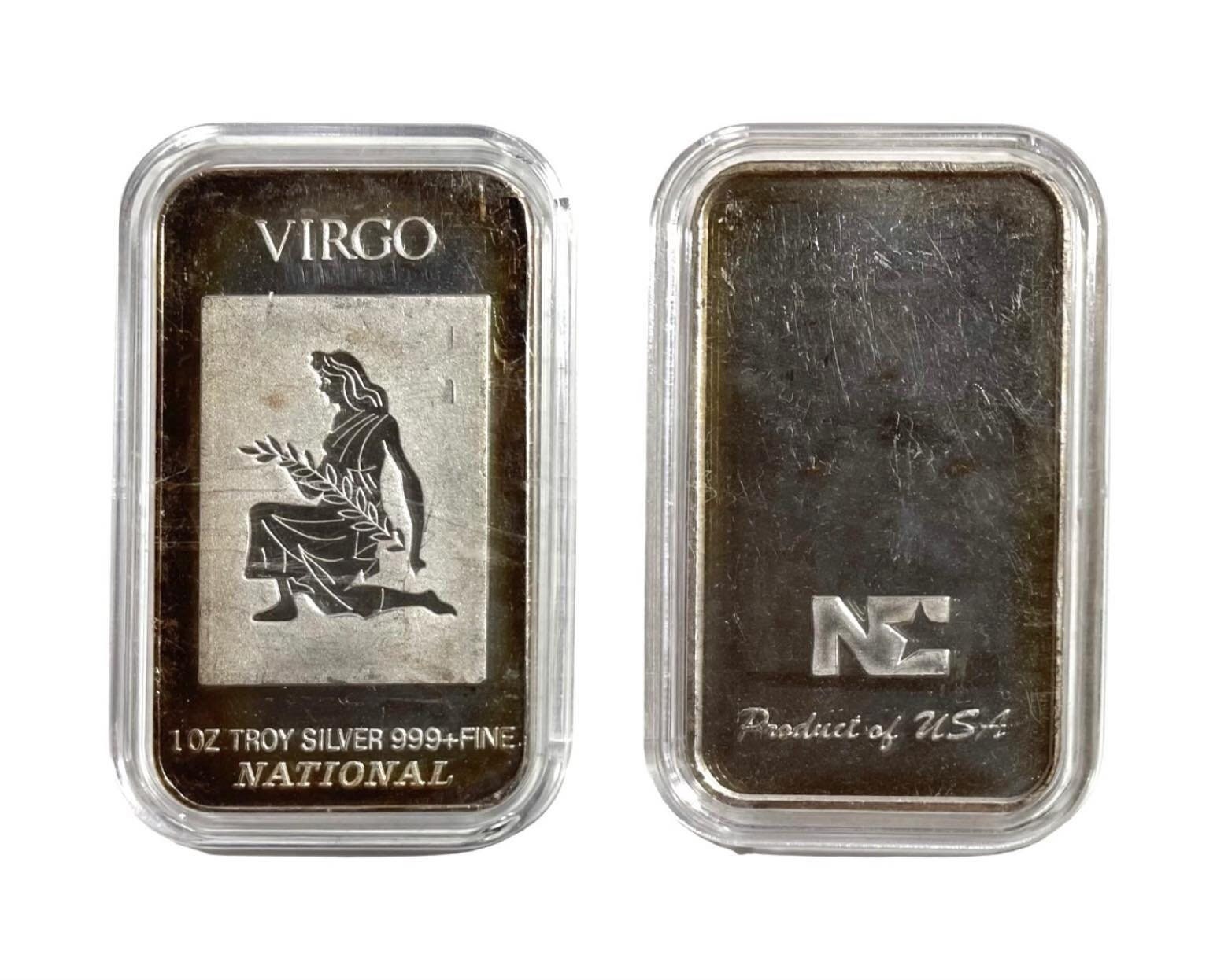 VINTAGE Art Bar - Virgo Zodiac 1 Oz. .999 Silver - One Troy Ounce