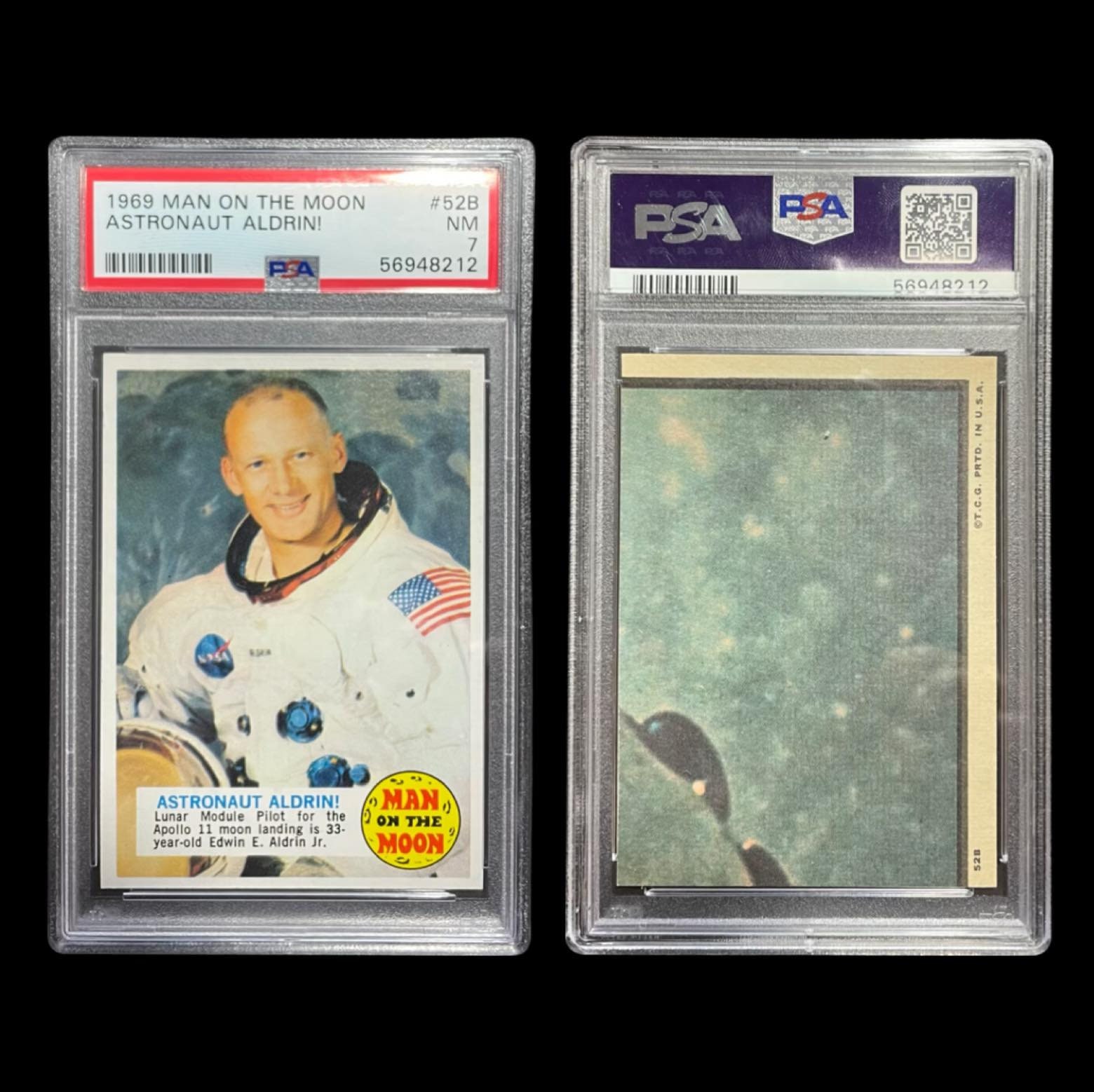 Original-1969 Topps Man on the Moon #52B Astronaut Buzz Aldrin PSA