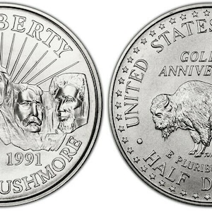 1-1991 P, D Mount Rushmore 50C Half Dollar Gedenkmünze GEM BU