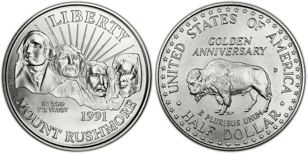 1-1991 P, D Mount Rushmore 50C Half Dollar Commemorative Proof