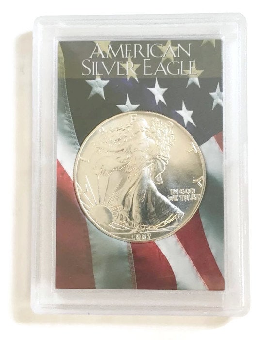 Vintage 1987 American Silver Eagle Dollar 1 Oz. .999 Fine Silver W