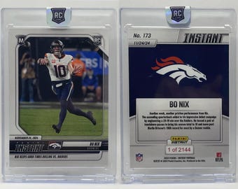 Tarjeta de novato de los Denver Broncos (RC) Panini Instant NFL n.° 173 de Bo Nix, 2024