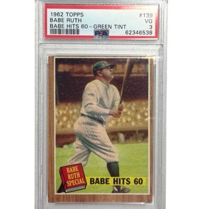 Original-1962 Topps 139 Babe Ruth Babe hits 60 PSA 3 SR 62346538 -Rare
