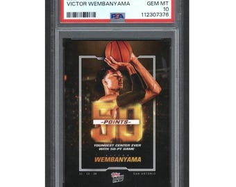 2024-25 Topps Now #7 Victor Wembanyama Youngest Center 50 Point Game PSA 10 Gem Mint