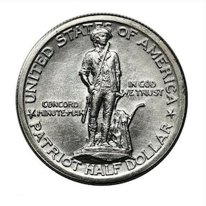 US Half DOLLAR, Old Us Coins, Silver Dollar Coin, Coin Collector Gift, Genuine Unc 1925 Lexington Concord Commemorative High Grade BU Silver