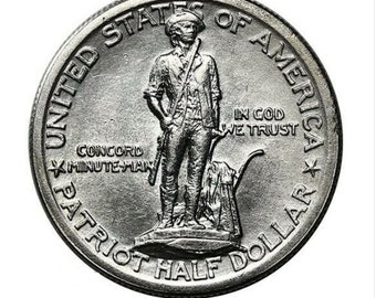 US Half DOLLAR, Old Us Coins, Silver Dollar Coin, Coin Collector Gift, Genuine Unc 1925 Lexington Concord Commemorative High Grade BU Silver
