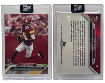 Tarjeta de novato n.° 3 de Jayden Daniels de Topps Now 2024, debut en el RC QB, historial de carreras