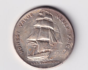 Authentic 1973- 1 OZ.999 Fine SILVER  U.S.S Constitution Mint,Honest Values Never Fails  -Rare (01)