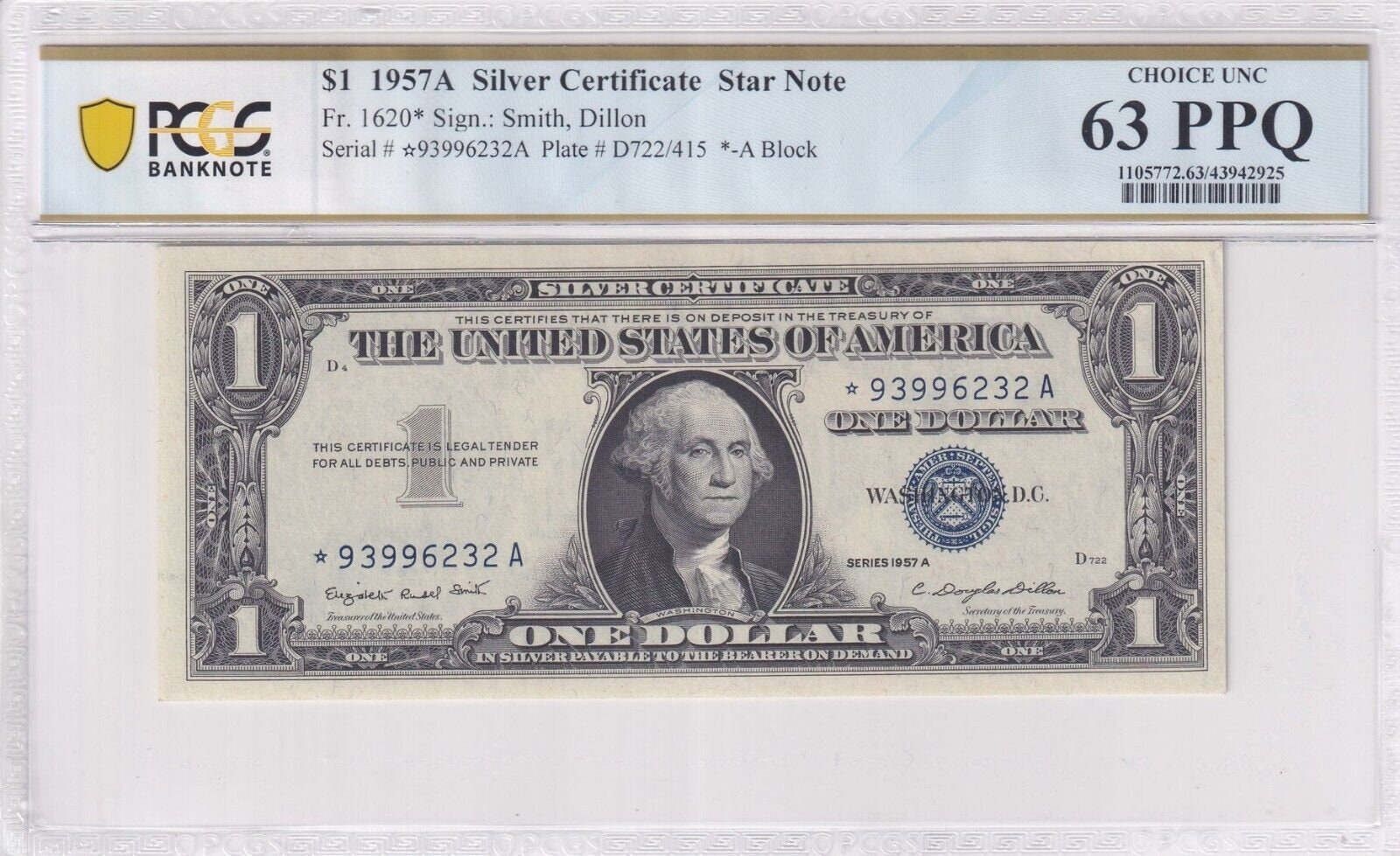 Star Note-one Dollar 1957 A Silver Certificate Currency PCGS GEM UNC ...