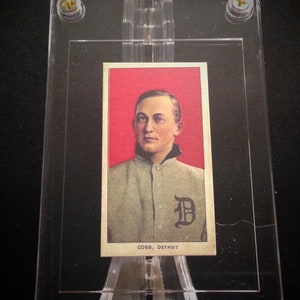 1909 T206 Ty Cobb Red Portrait White border  (Tobacco back) in Screw Holder Reprint GEM MINT.