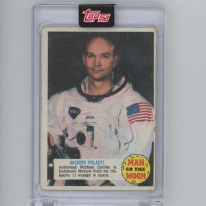 Cartão Topps Man on The Moon original de 1969 nº 53, piloto lunar e astronauta Michael Collins