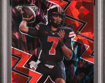 2023 Panini Prizm Draft Pick Fearless Red Ice  CJ Stroud RC Rookie Card  PSA 10