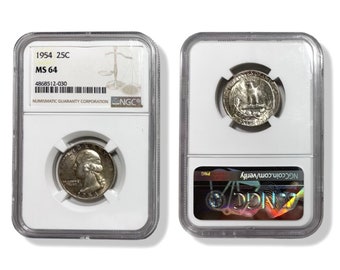 1954-P George Washington Silver Quarter NGC MS64 Certified