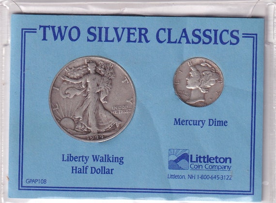 Two Silver Classics 1944 Liberty Walking Half Dollar 1944 Mercury