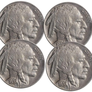 Lot of 4 - 1913-1938 Buffalo Nickel Sharp Full Horn, Super Nice - Rare