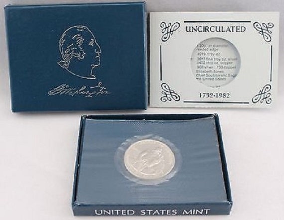 1982 George Washington 250th Anniversary UNCIRCULATED Box 90/% Silver Half Dollar