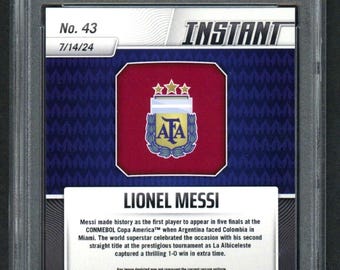 Graded 2024 Panini Instant Lionel Messi #43 Copa America Fussball Karte Gem Mint 10