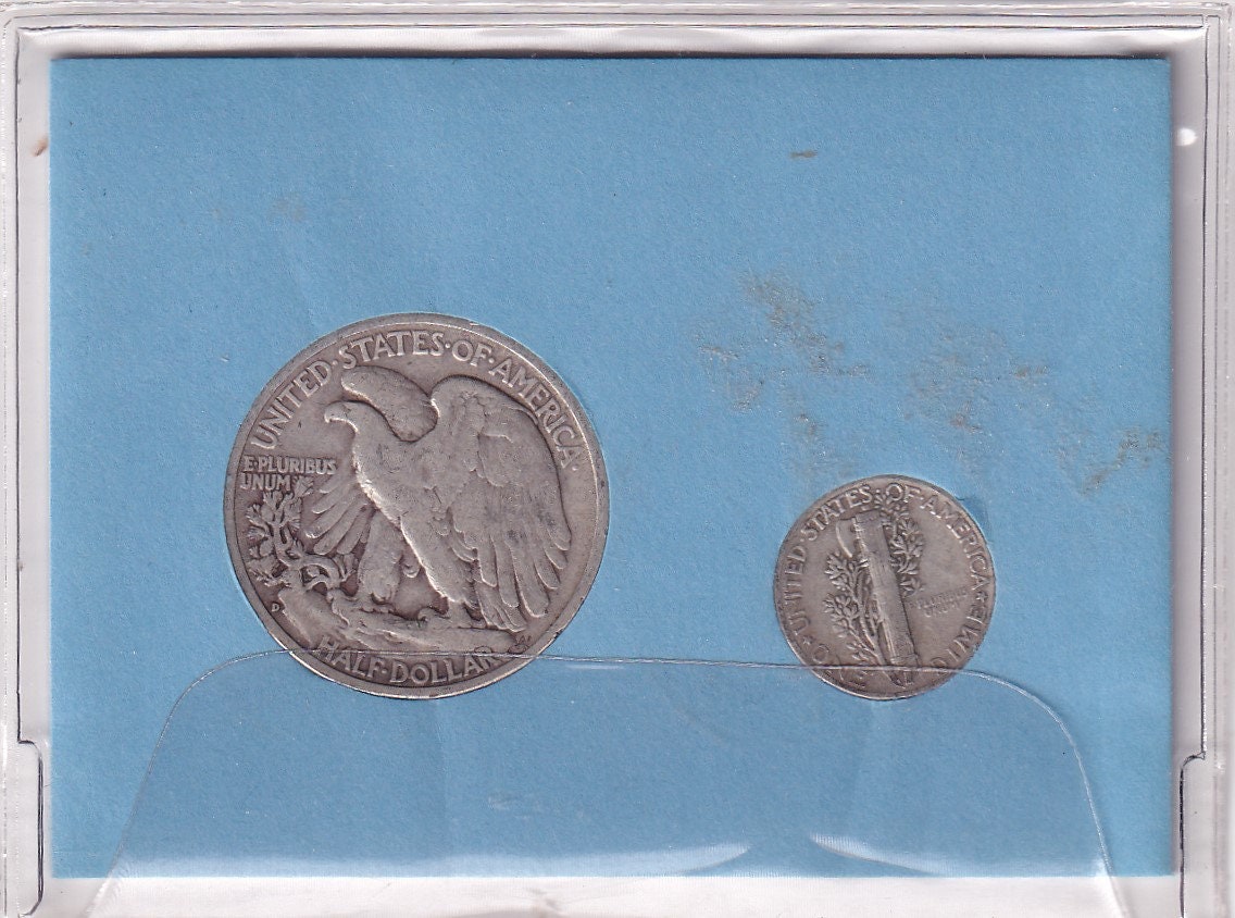 Two Silver Classics 1944 Liberty Walking Half Dollar 1944 Mercury